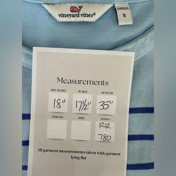 VINEYARD VINES Shift Overdyed Nantucket Size S Blue Striped Sleeveless Dress - Picture 9 of 9